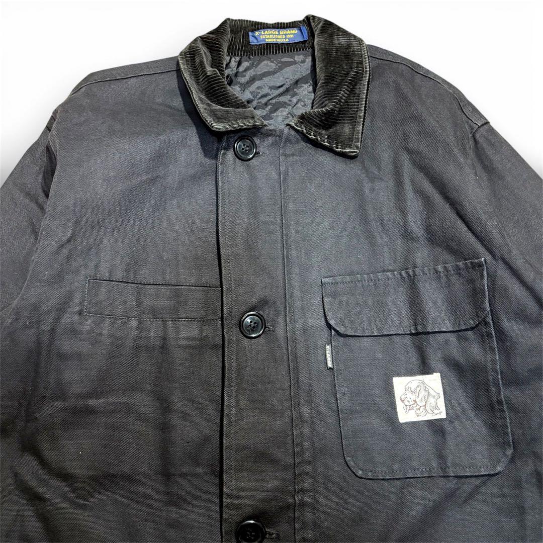 90’s XLARGE ワークジャケット USA製 犬ロゴ 黒 ブラック L
