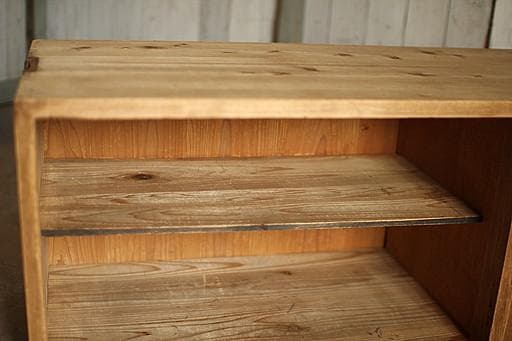 古い木製のガラス戸棚×ミラー付き戸棚×木製小引き出し　古家具　古民家　時代家具