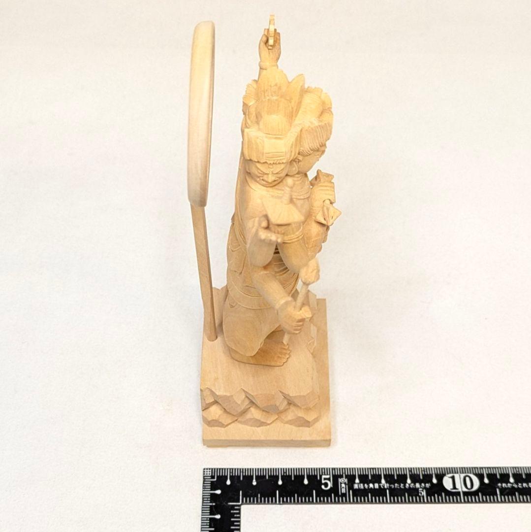 【セール・新品】三宝荒神　柘植　総高さ約17㎝　竈　三面六臂　台所の神