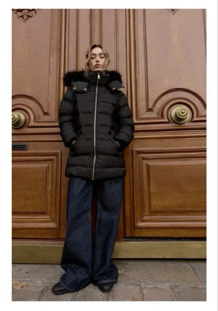 ZARA 撥水ウィンドブレーカーフード付きダウンジャケット　Lサイズ　新品