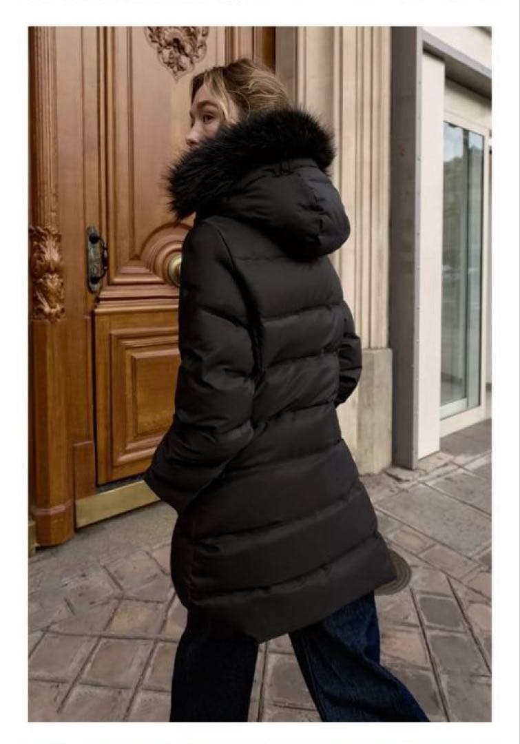 ZARA 撥水ウィンドブレーカーフード付きダウンジャケット　Lサイズ　新品