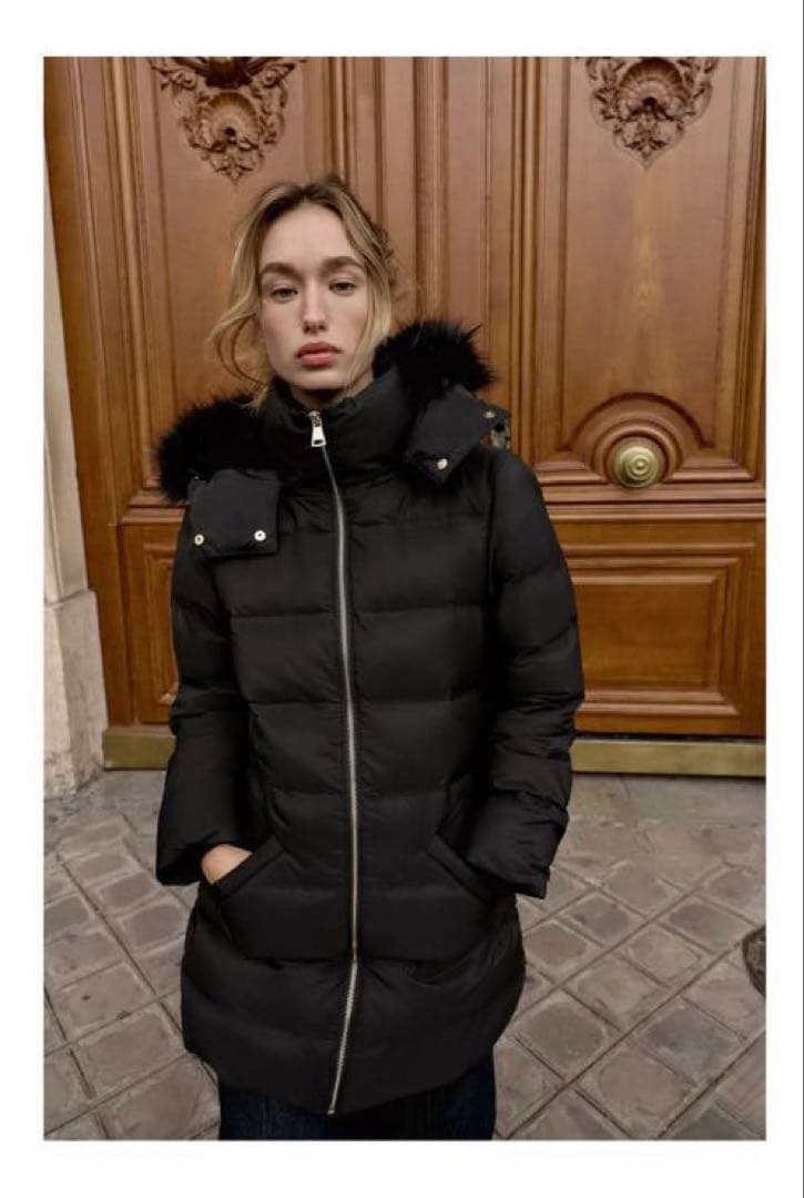 ZARA 撥水ウィンドブレーカーフード付きダウンジャケット　Lサイズ　新品