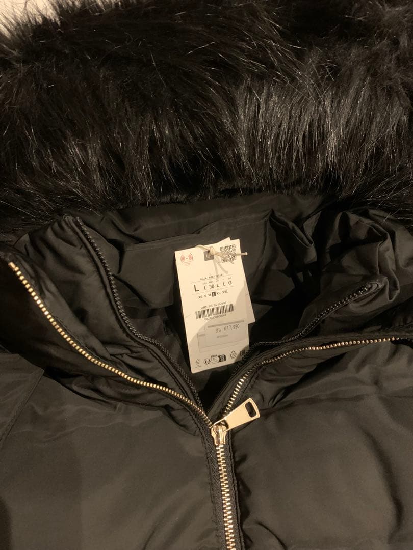 ZARA 撥水ウィンドブレーカーフード付きダウンジャケット　Lサイズ　新品