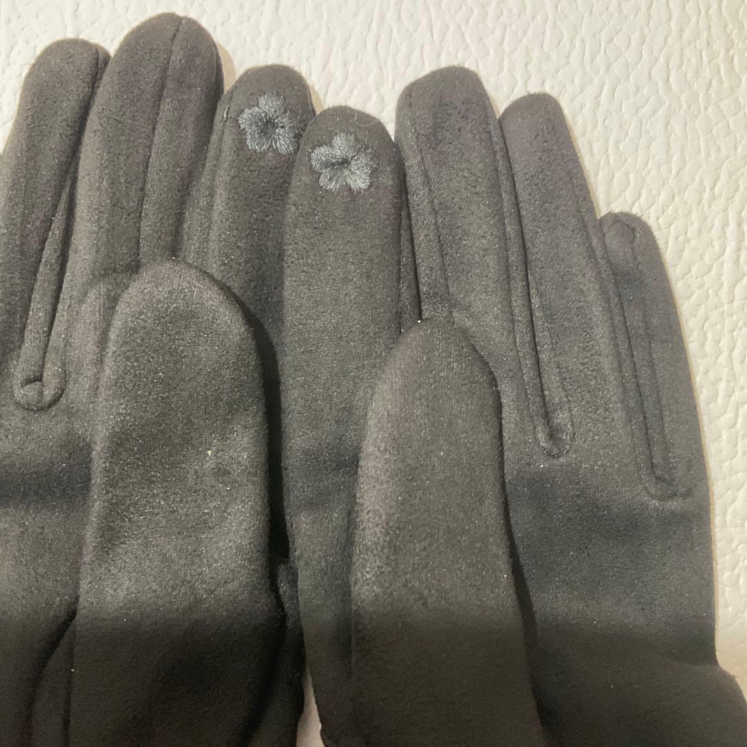 CHANEL ブラック手袋 ファー付き