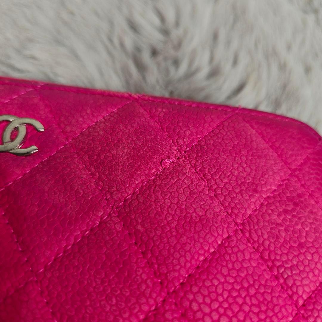 ​【格安・正規品】シャネル 長財布 マトラッセ キャビアスキン ピンク 17番台