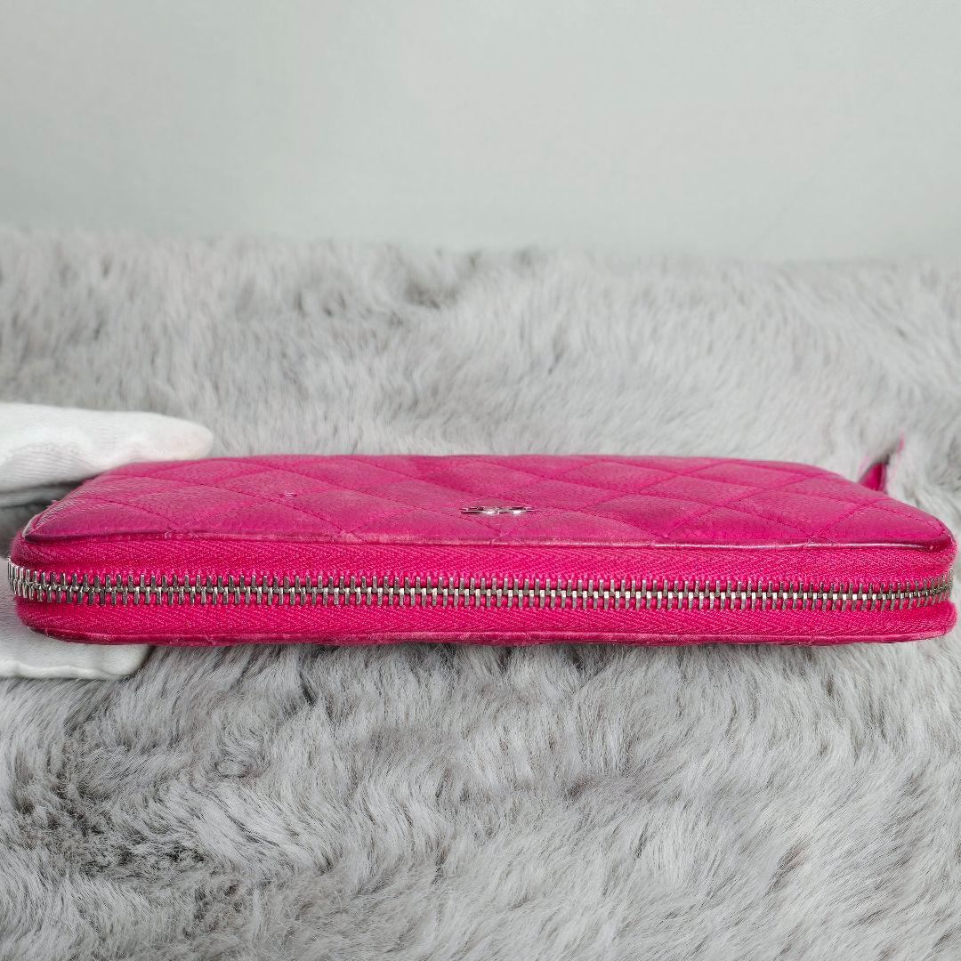 ​【格安・正規品】シャネル 長財布 マトラッセ キャビアスキン ピンク 17番台