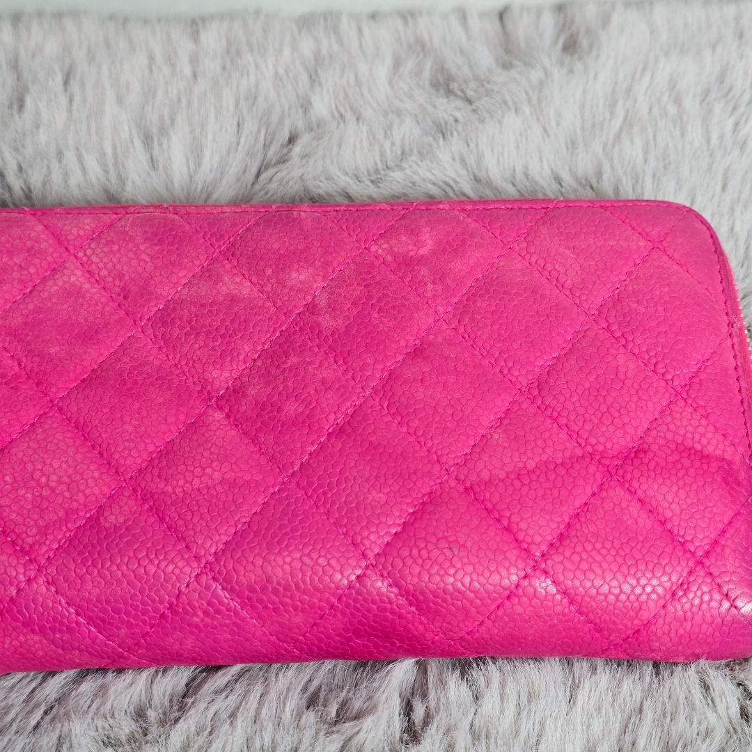 ​【格安・正規品】シャネル 長財布 マトラッセ キャビアスキン ピンク 17番台