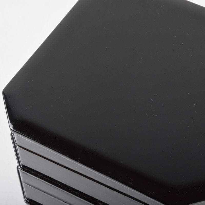 めるり 　塗師　海田宗恵造　真塗　縁高重　五段重　共箱　V　8789A