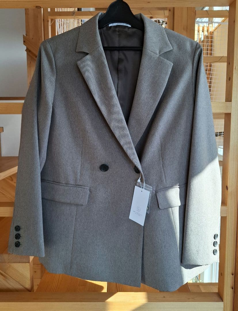 新品BEAUTY&YOUTH ウールライクダブルジャケット　Sモカ