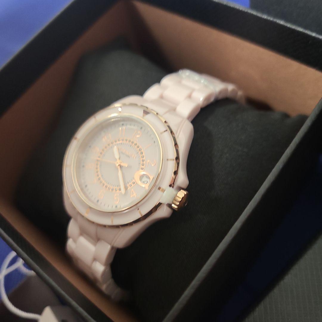 【新品未使用】COACH 腕時計　ピンク　セラミック