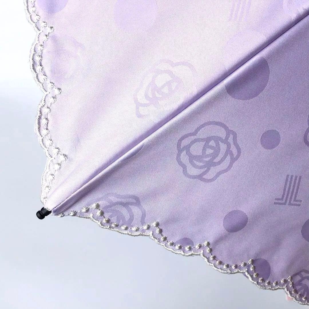 【新品】ランバンコレクション✨フラワー ローズ柄 折りたたみ日傘 パープル