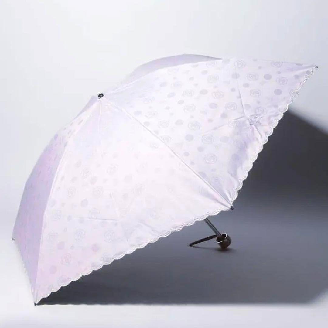 【新品】ランバンコレクション✨フラワー ローズ柄 折りたたみ日傘 パープル