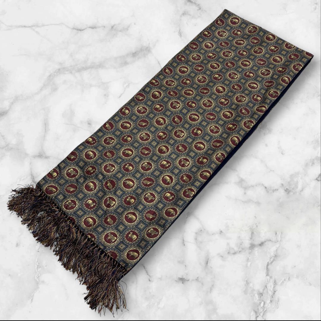 美品✨ ダンヒル マフラー シルク カシミヤ アニマル柄 ネイビー 男女兼用