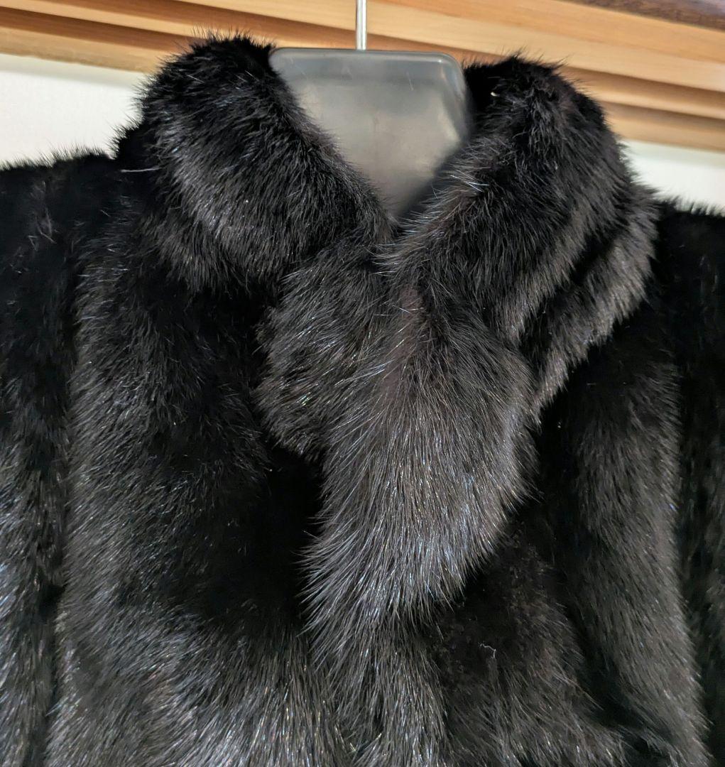 新品 黒 ミンクファー コート ミンクコート 毛皮 リアルファー 11号