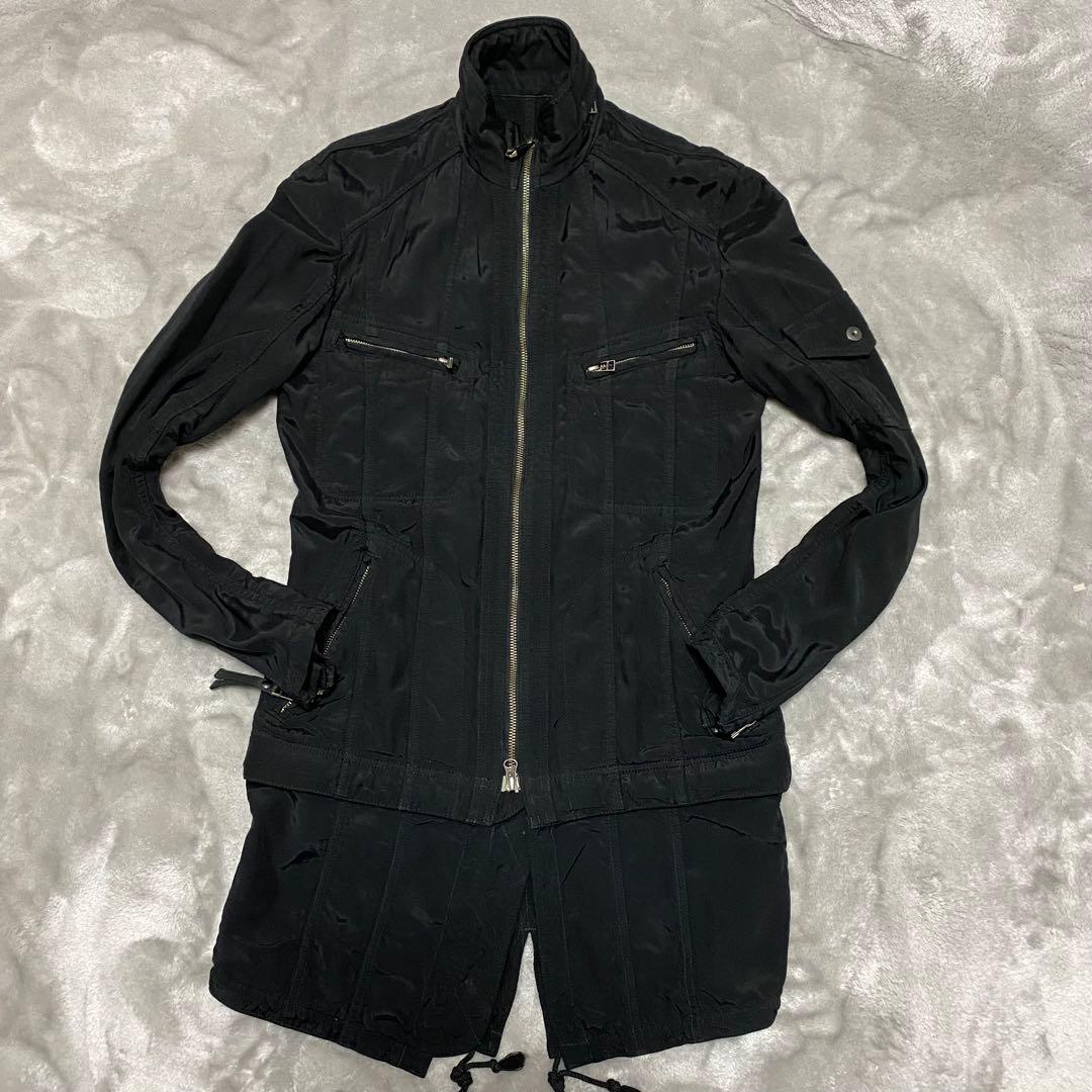gco4 希少　5351プールオム　短パンツナギ風コート　zip 2 黒