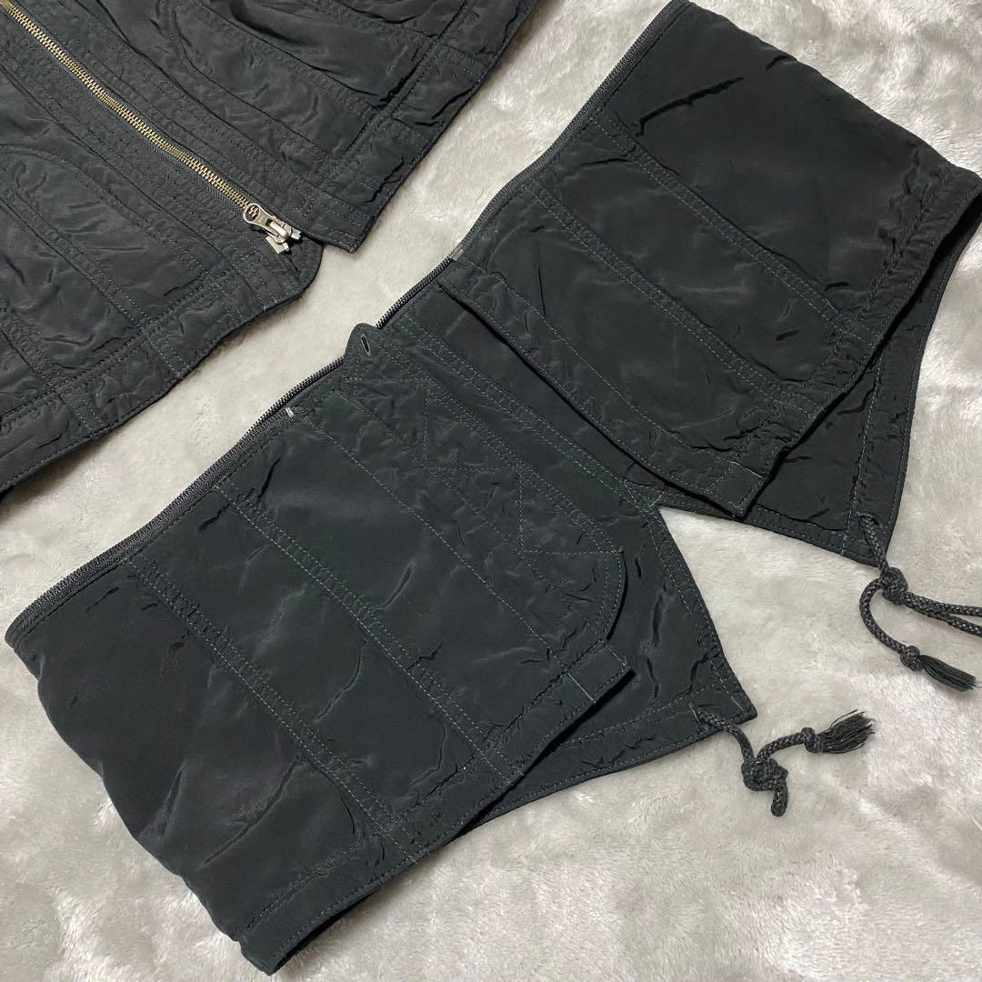 gco4 希少　5351プールオム　短パンツナギ風コート　zip 2 黒