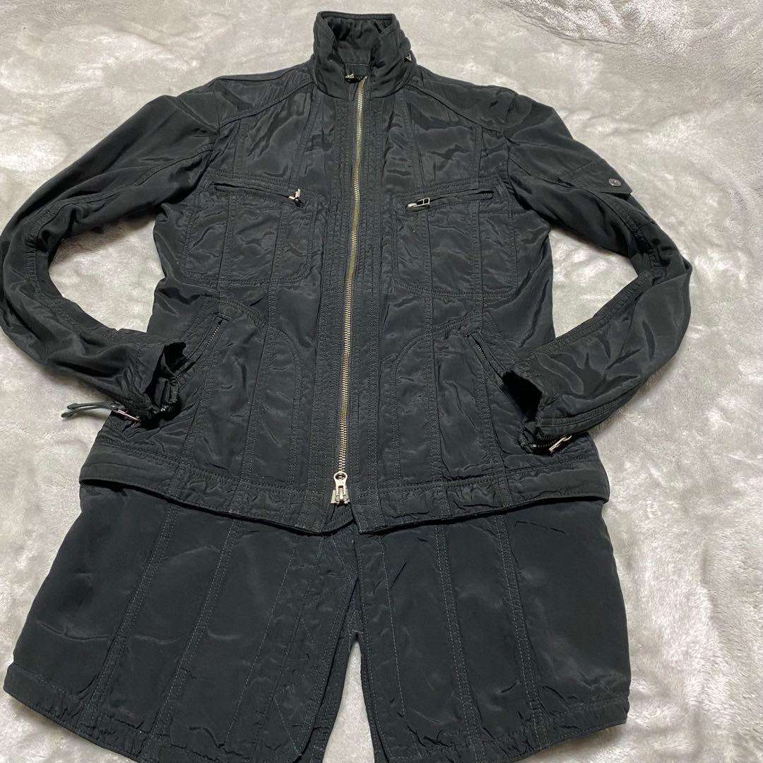 gco4 希少　5351プールオム　短パンツナギ風コート　zip 2 黒