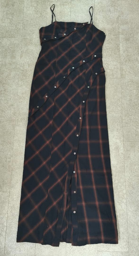 メゾンスペシャル ボタンチェックスリットキャミワンピース 38