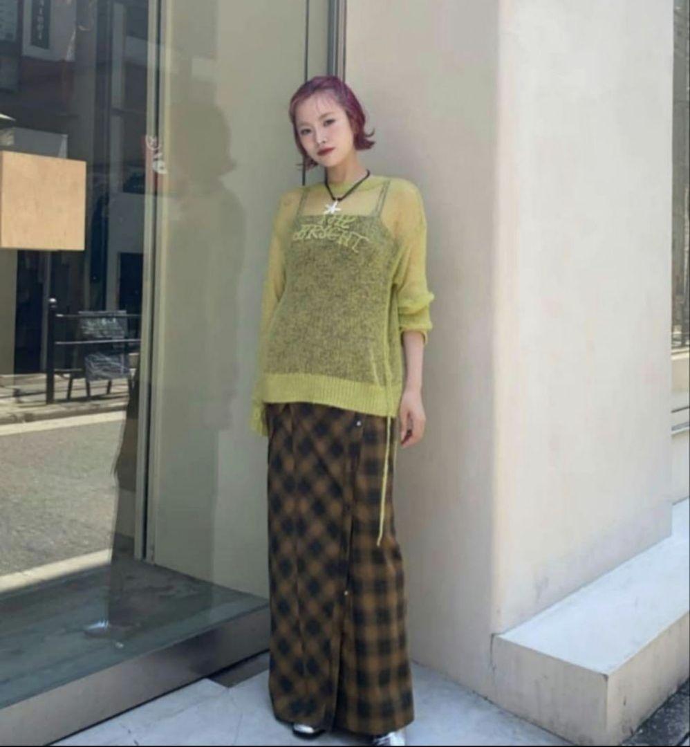 メゾンスペシャル ボタンチェックスリットキャミワンピース 38