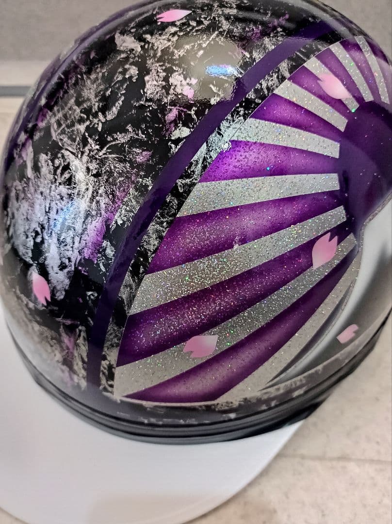 カスタムコルク半　黒ラップ✘Candyパープル富士日章　七色ラメ　文字無し