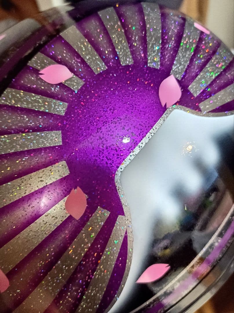 カスタムコルク半　黒ラップ✘Candyパープル富士日章　七色ラメ　文字無し