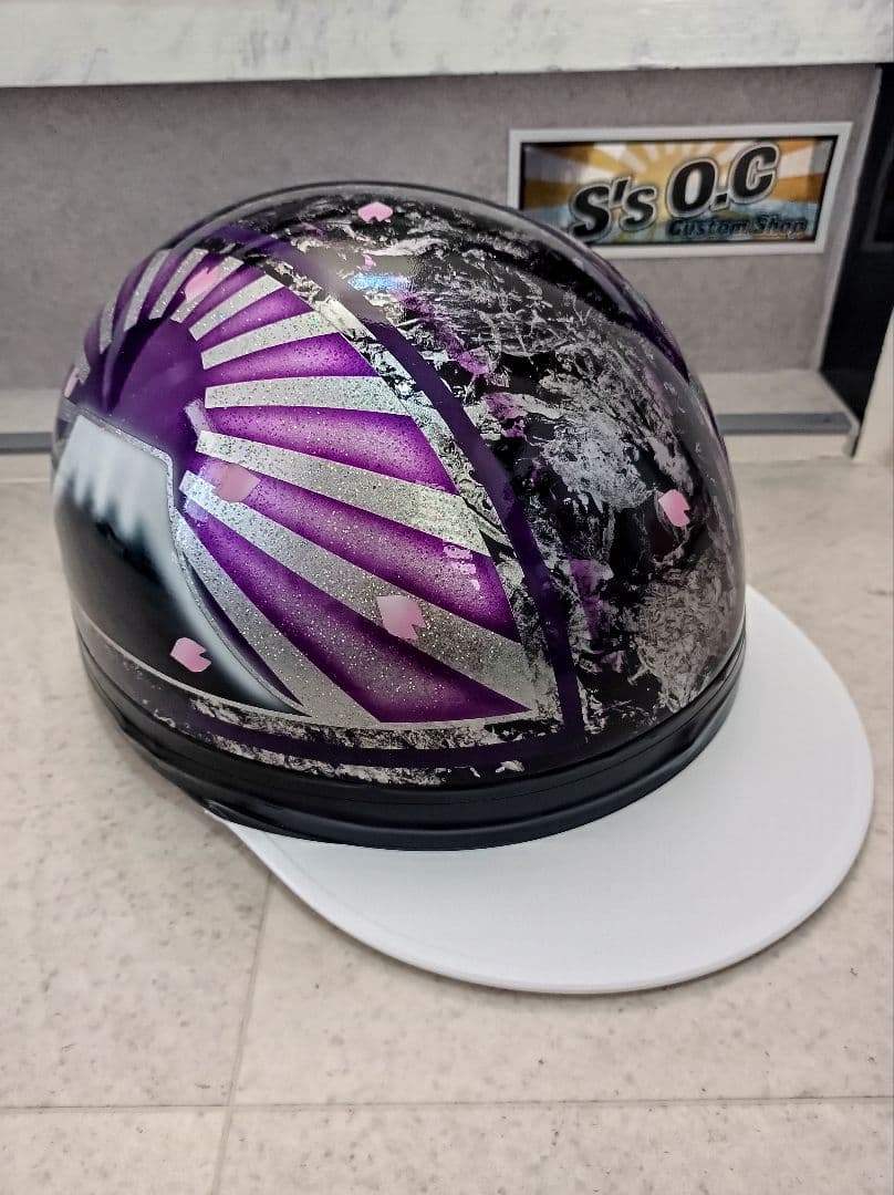 カスタムコルク半　黒ラップ✘Candyパープル富士日章　七色ラメ　文字無し