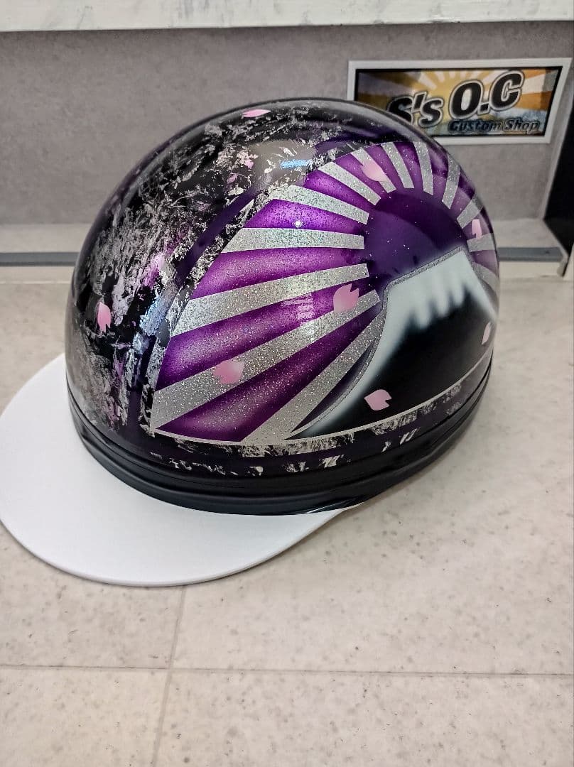 カスタムコルク半　黒ラップ✘Candyパープル富士日章　七色ラメ　文字無し