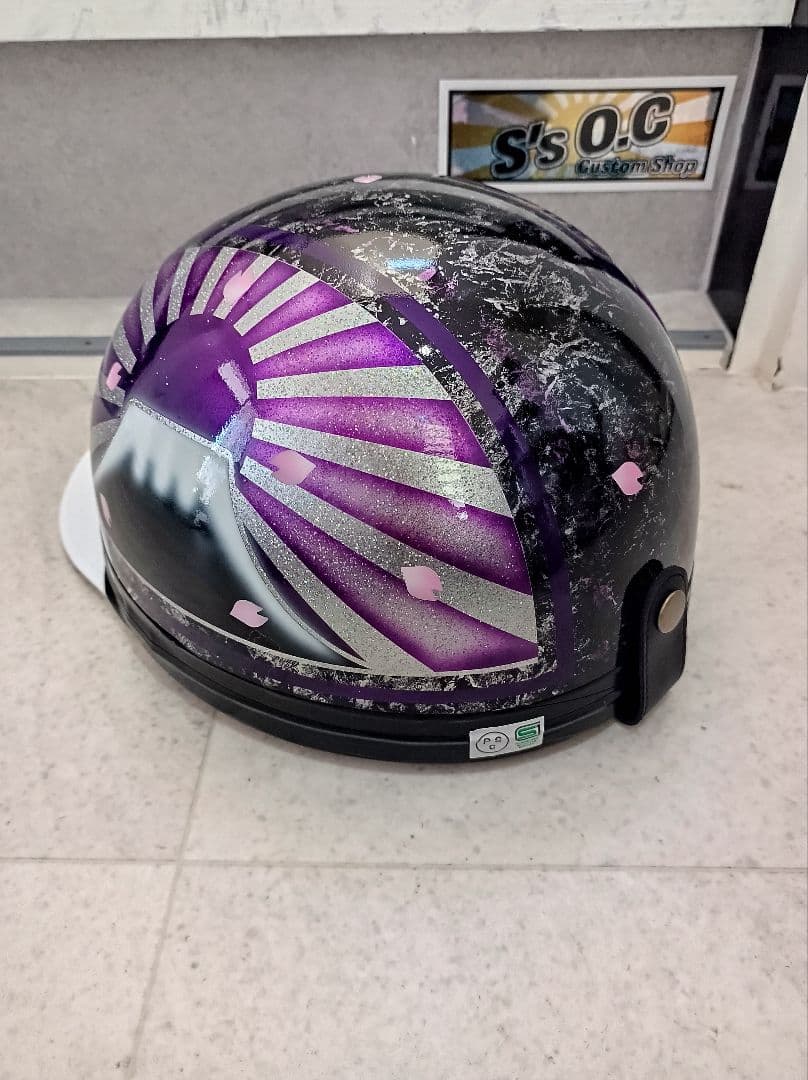 カスタムコルク半　黒ラップ✘Candyパープル富士日章　七色ラメ　文字無し