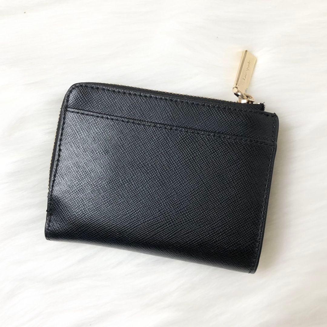 【美品】ケイトスペード二つ折り財布 マディソン スモール Lジップ ブラック