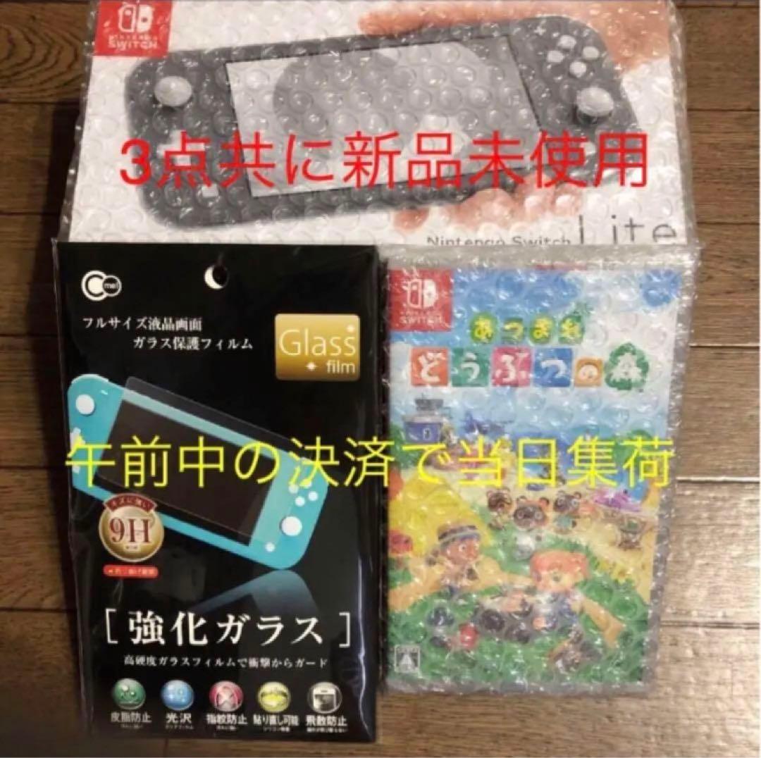 即配 switch lite ライト グレー あつまれ どうぶつの森 新品3点