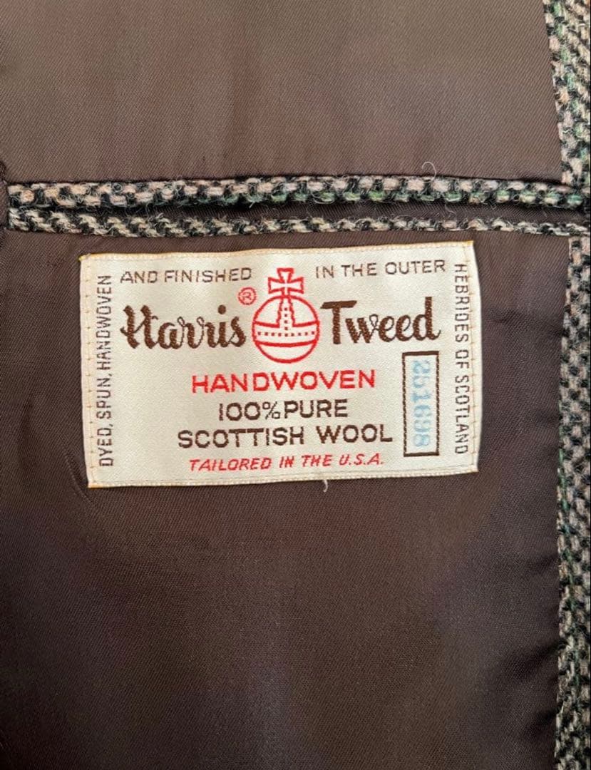 ハリスツイードブラウンテーラードジャケット