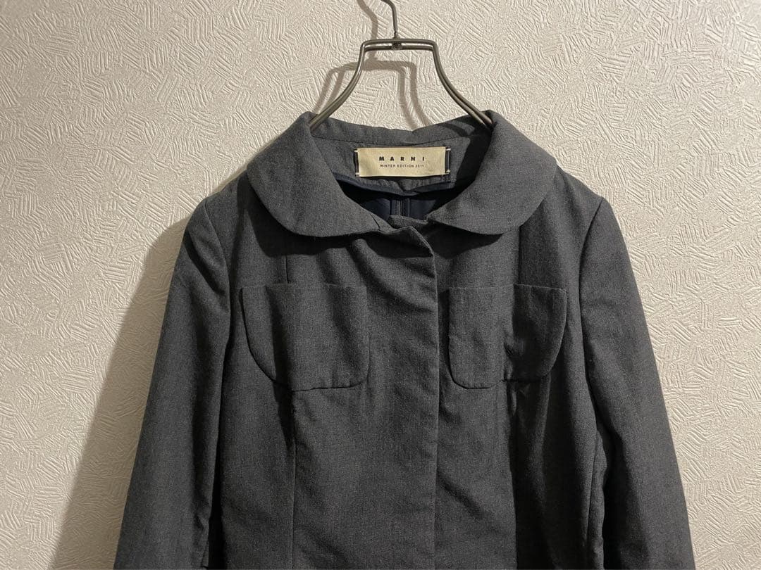 MARNI バルカラー コート / マルニ ウール ツイル ステンカラー