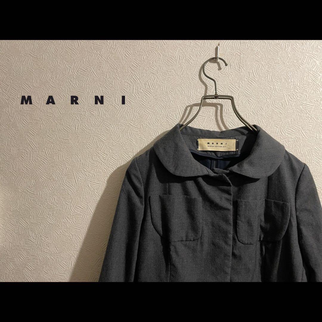 MARNI バルカラー コート / マルニ ウール ツイル ステンカラー