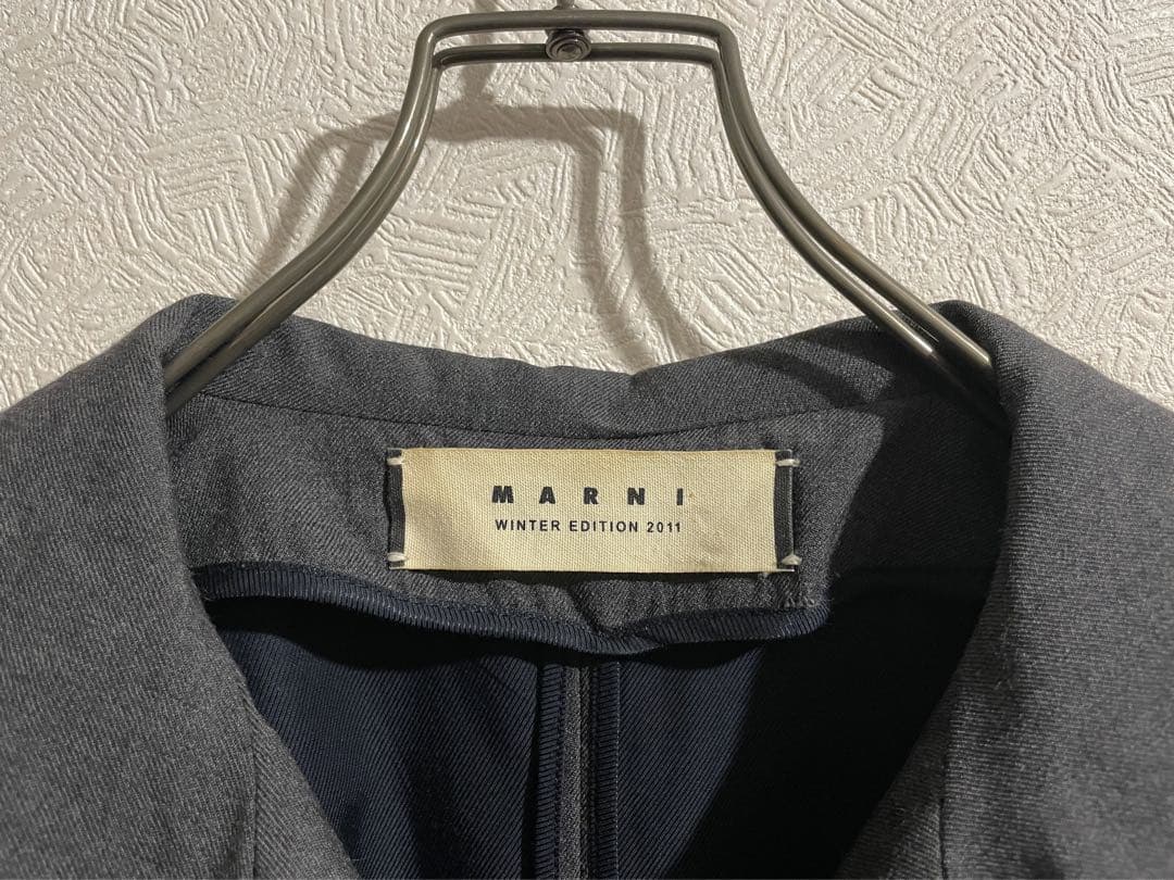 MARNI バルカラー コート / マルニ ウール ツイル ステンカラー