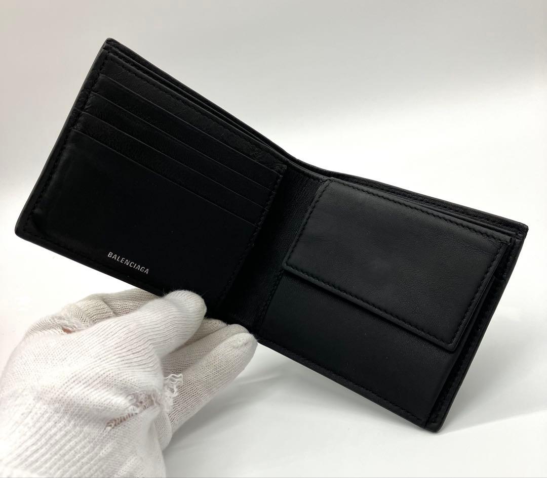 ⭐️ 美品 バレンシアガ エブリデイ レザー 二つ折り財布 ブラック 鑑定済