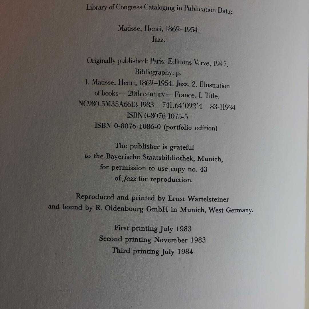 (レア) HENRI MATISSE - JAZZ (洋書)