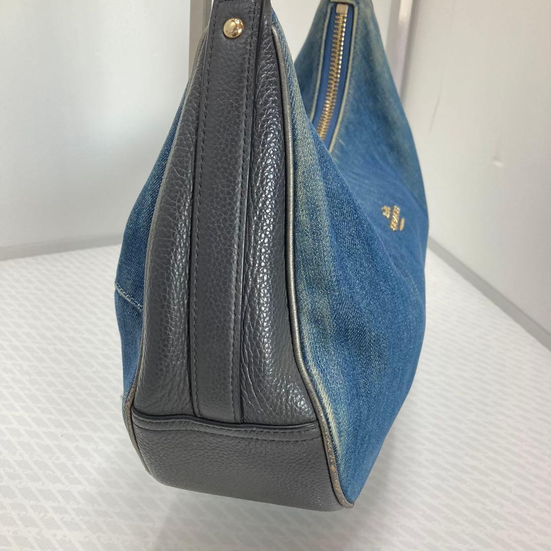 COACH コーチ　デニム　ハーフムーン　ワンショルダー　インナー花柄　Y2K