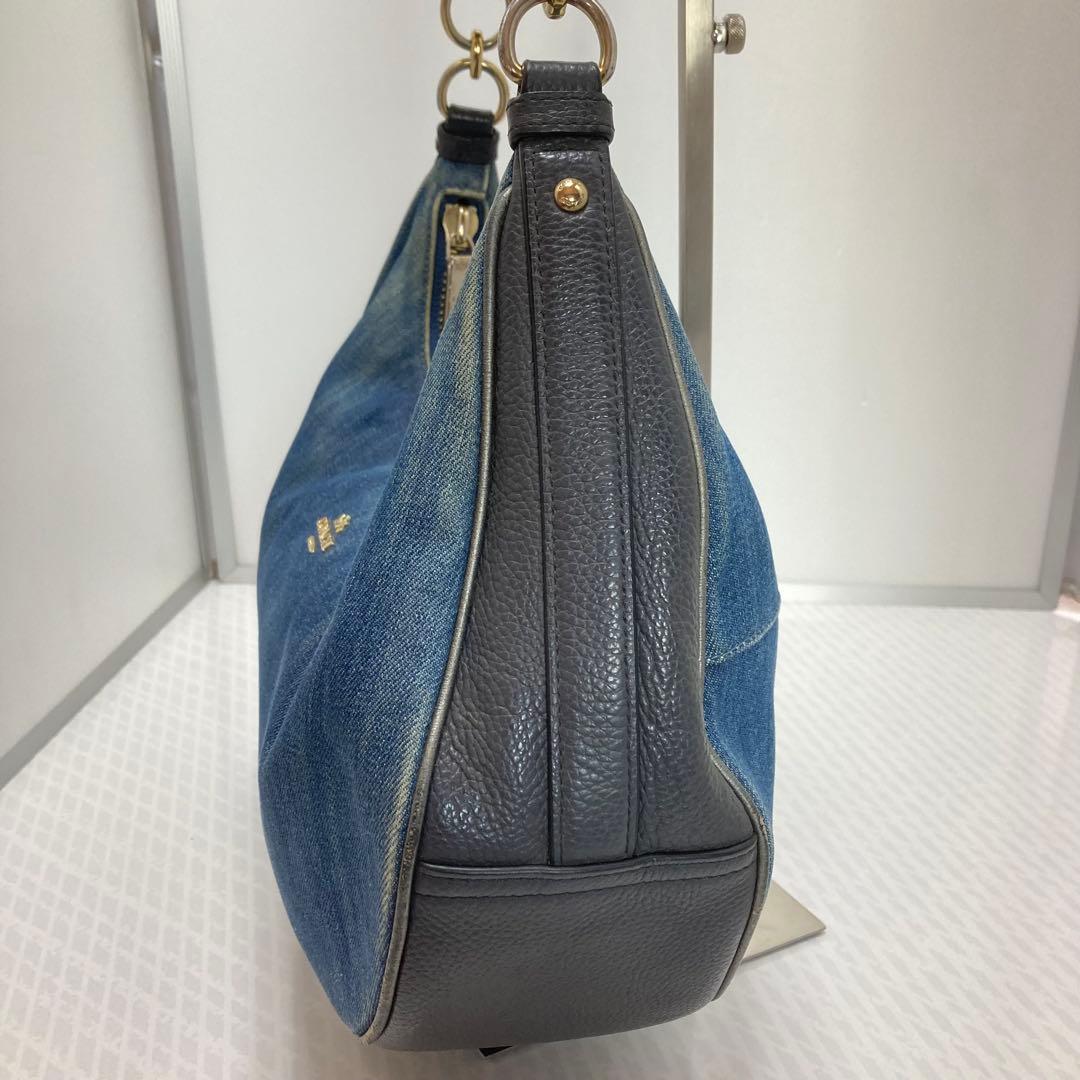 COACH コーチ　デニム　ハーフムーン　ワンショルダー　インナー花柄　Y2K