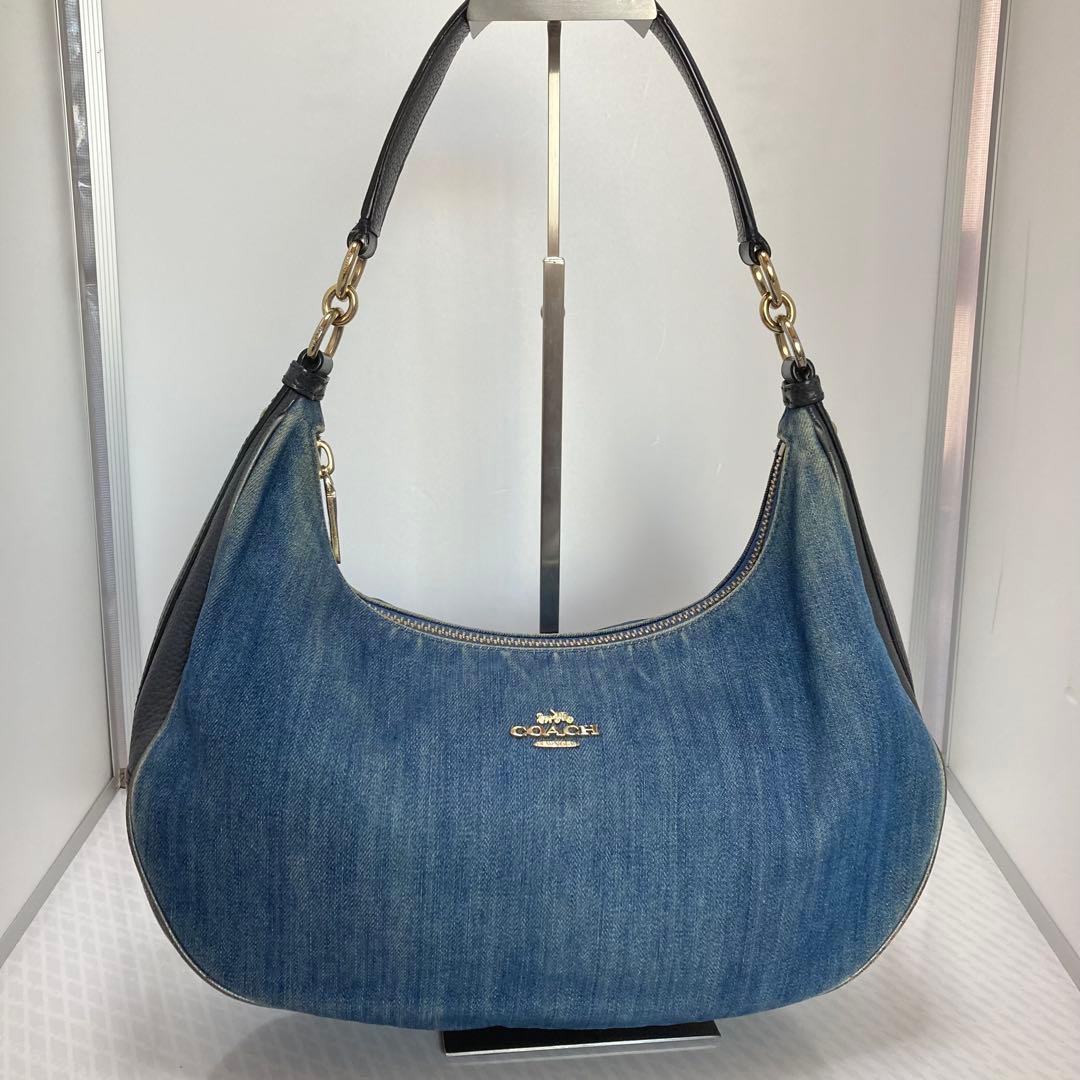 COACH コーチ　デニム　ハーフムーン　ワンショルダー　インナー花柄　Y2K