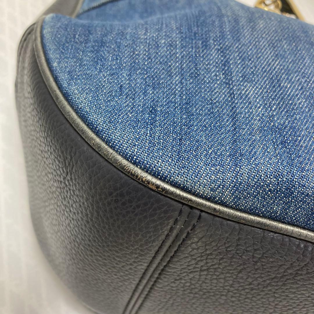 COACH コーチ　デニム　ハーフムーン　ワンショルダー　インナー花柄　Y2K