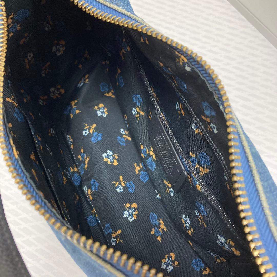 COACH コーチ　デニム　ハーフムーン　ワンショルダー　インナー花柄　Y2K