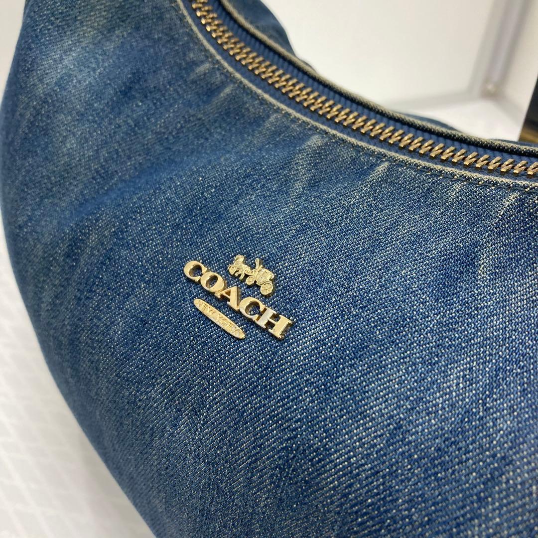 COACH コーチ　デニム　ハーフムーン　ワンショルダー　インナー花柄　Y2K