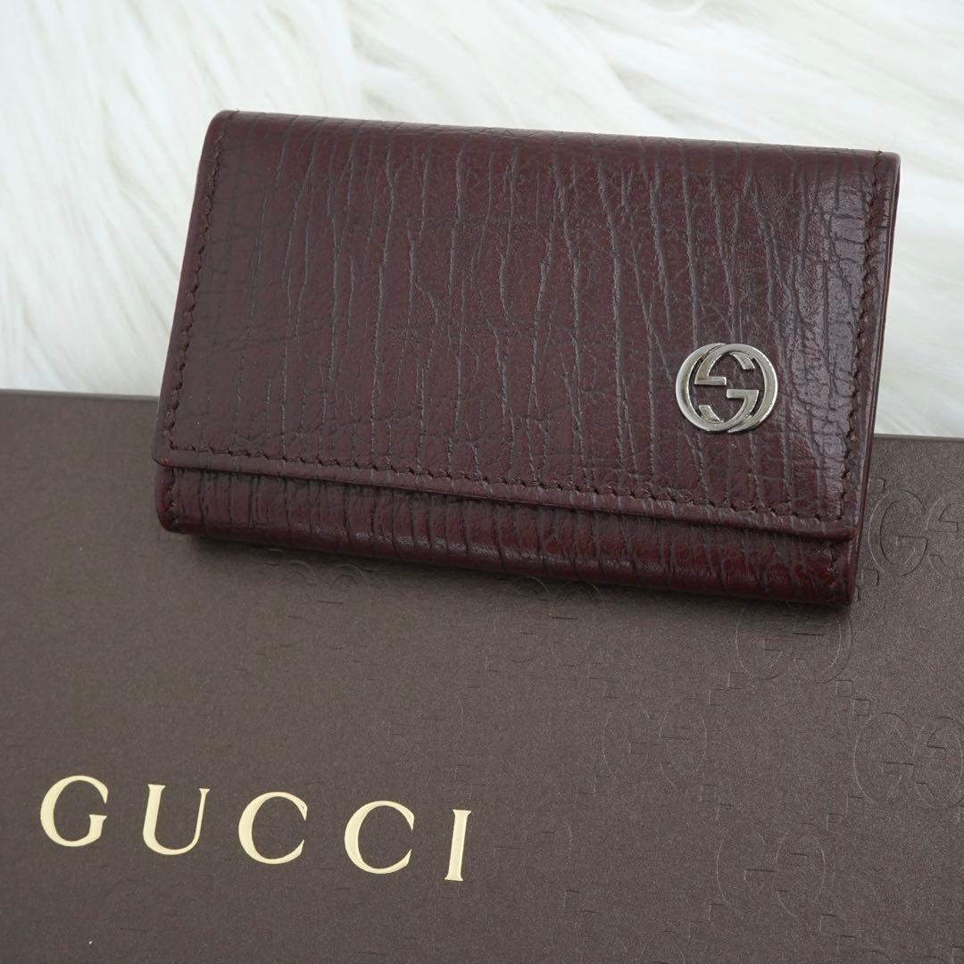 未使用品　GUCCI グッチ　キーケース　レザー　GG柄　マーモント　ブラウン
