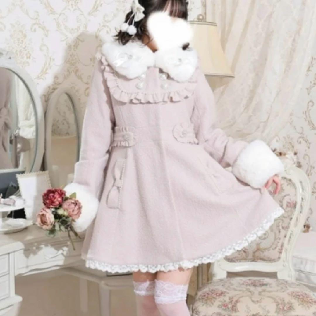 美品！NOÉMIEノエミー ファー付きピンクロングコート