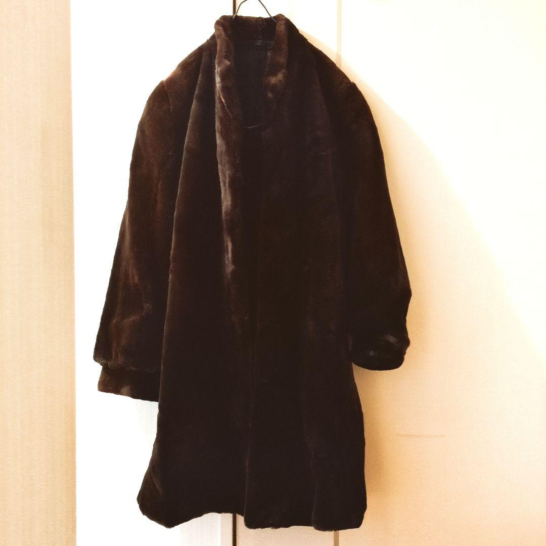 SAGA MINK ダークブラウン ファーコート ロング丈