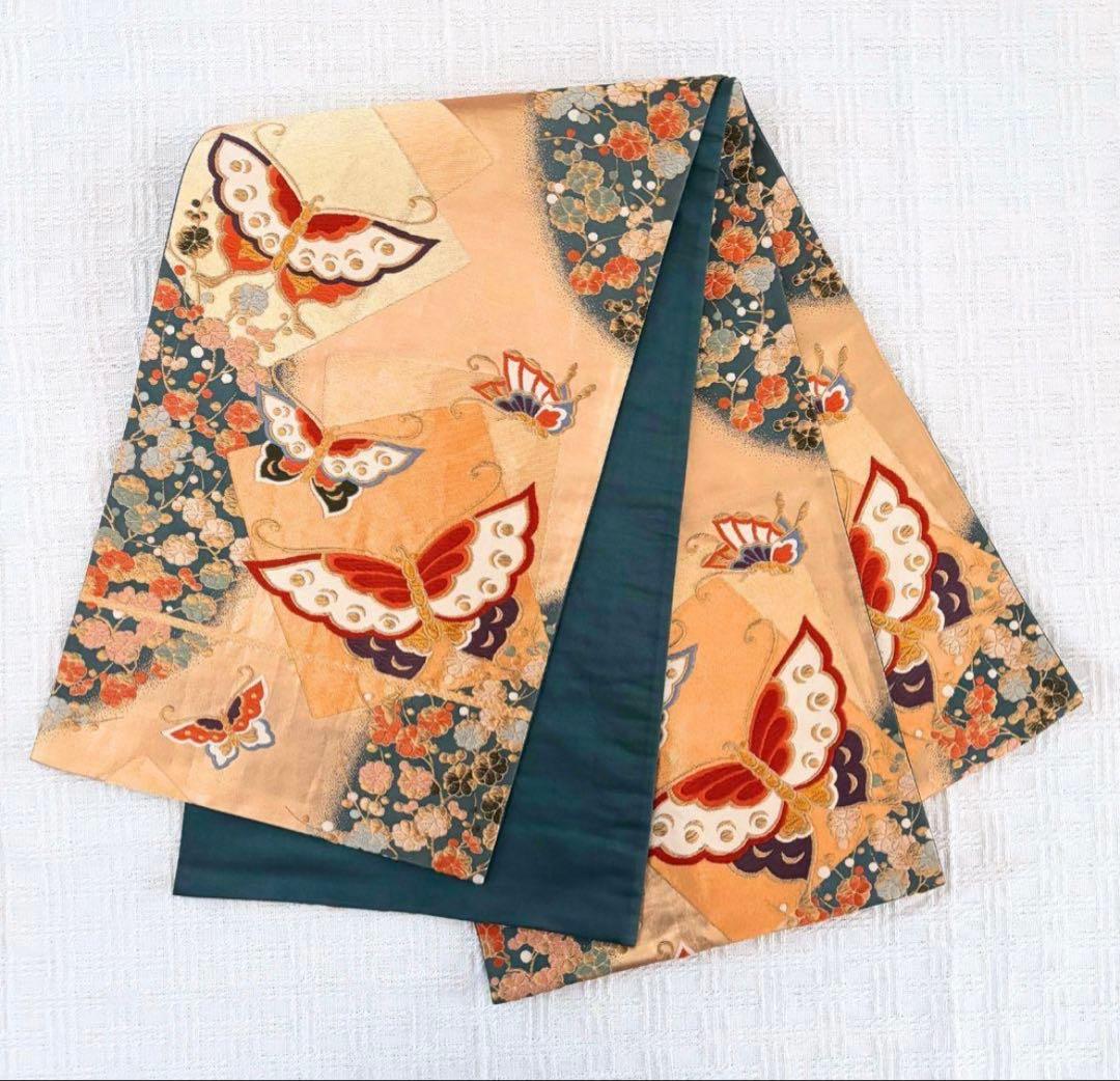 振袖 フルセット 身丈158 紅型 紺色 蝶 沖縄 個性的 型染