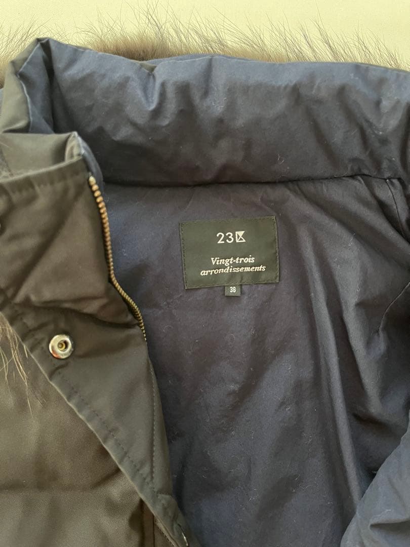 【美品】 23区 オックスフォード ダウンベスト ファー 黒 38 オンワード