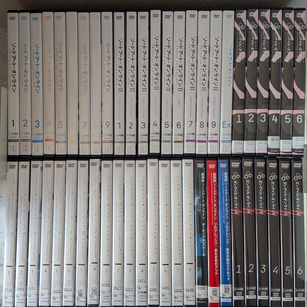 DVD　SAO 1、2、3、4期、Ex、劇場版、ガンゲイル 1、2期　全50巻