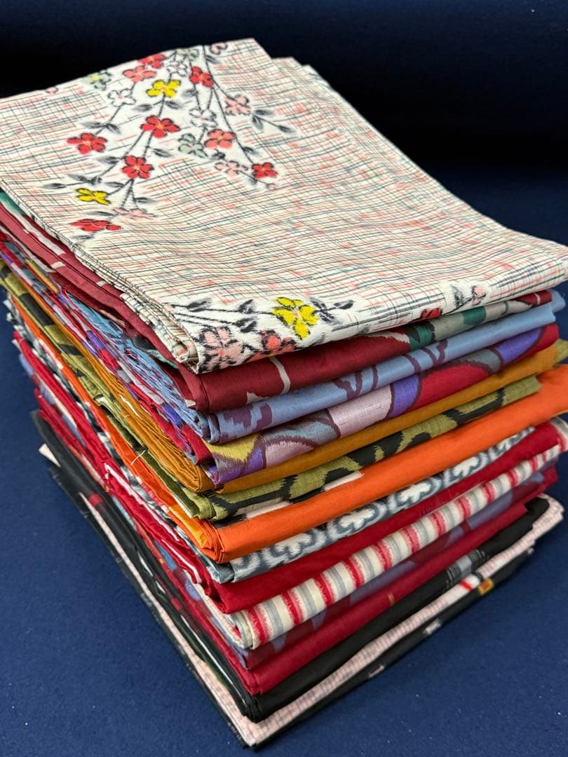 J-4アンティーク銘仙リメイク材料おまとめ売り着物１５枚正絹