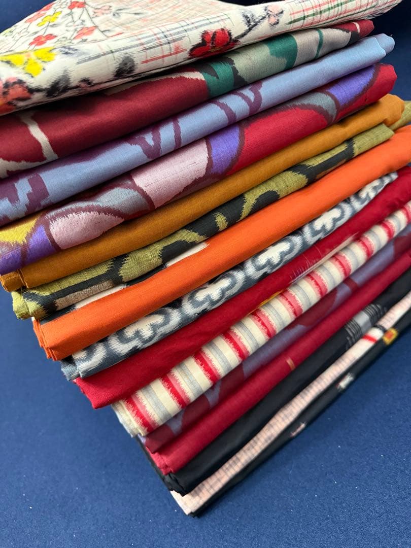 J-4アンティーク銘仙リメイク材料おまとめ売り着物１５枚正絹